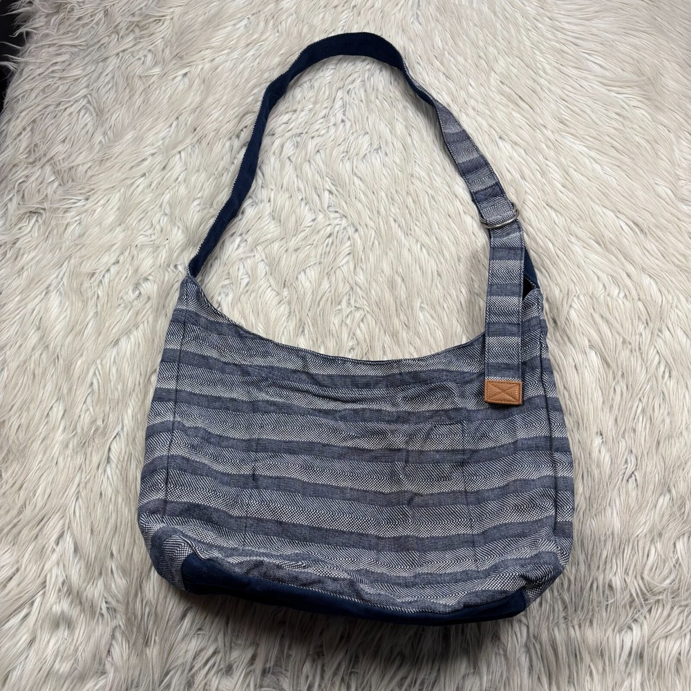 Retro Metro Thirty-One Blue‎ Woven Striped Crossbody Bag Purse